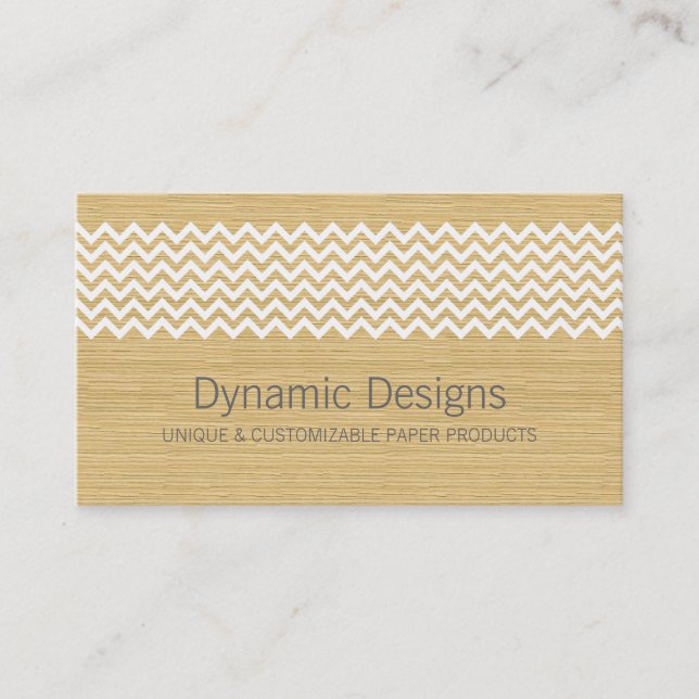 Ivory Rustic Chevron Business Card (Front)