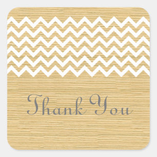 Ivory Rustic Chevron Thank You Stickers