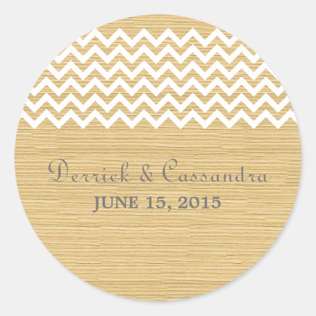 Ivory Rustic Chevron Wedding Stickers (Front)