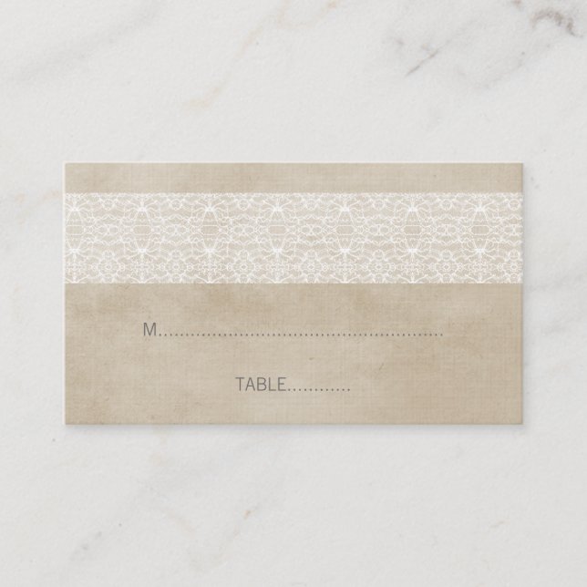 Ivory Rustic Lace Wedding Place Card (Front)