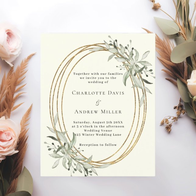 Ivory sage green greenery wedding invitation (Creator Uploaded)