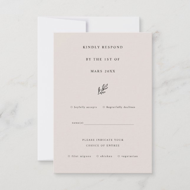 Ivory Sage simple and elegant minimalistic rsvp (Front)