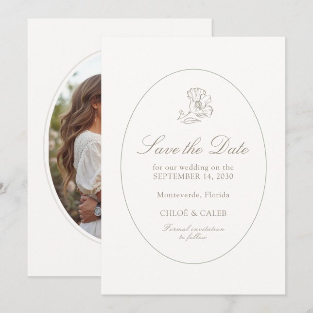 Ivory & Sand | Chic Couple Script Wedding Save The Date (Front/Back)