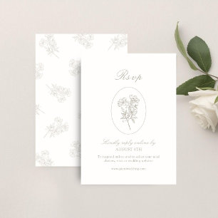 Ivory & Sand Chic Floral Wedding RSVP Card