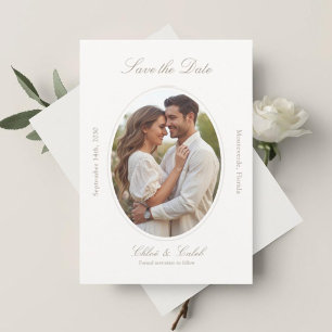 Ivory & Sand Chic Script Wedding Save The Date