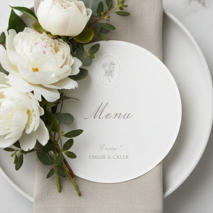 Ivory & Sand Minimalist Script Botanical Wedding Menu