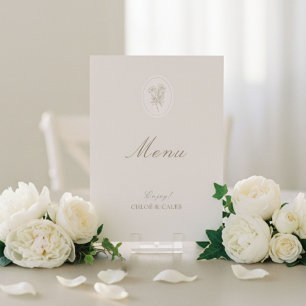 Ivory & Sand Minimalist Script Botanical Wedding Menu