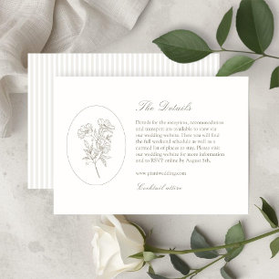 Ivory & Sand Stripe Botanical Oval Wedding Enclosure Card