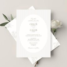 Ivory & Sand | Stripe Botanical Wedding Invitation