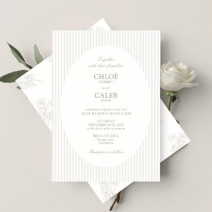 Ivory & Sand Stripe Botanical Wedding Invitation
