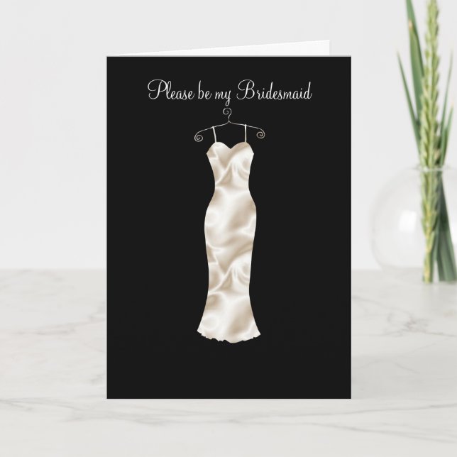 Ivory satin frock, Please be my Bridesmaid Invitation (Front)