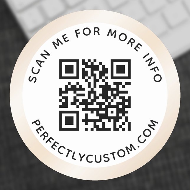 Ivory satin gradient border QR code and text Classic Round Sticker (Creator Uploaded)
