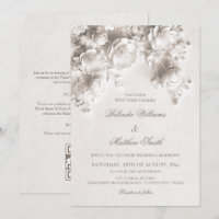 Ivory Sculptured 3D Roses All-In-One Wedding 