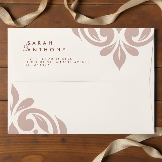 Ivory Sienna Classic Elegant Damask Wedding Envelope (Creator Uploaded)