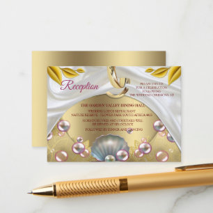 Ivory Silk, Gold Lace & Pearls and Marble Enclosure Card