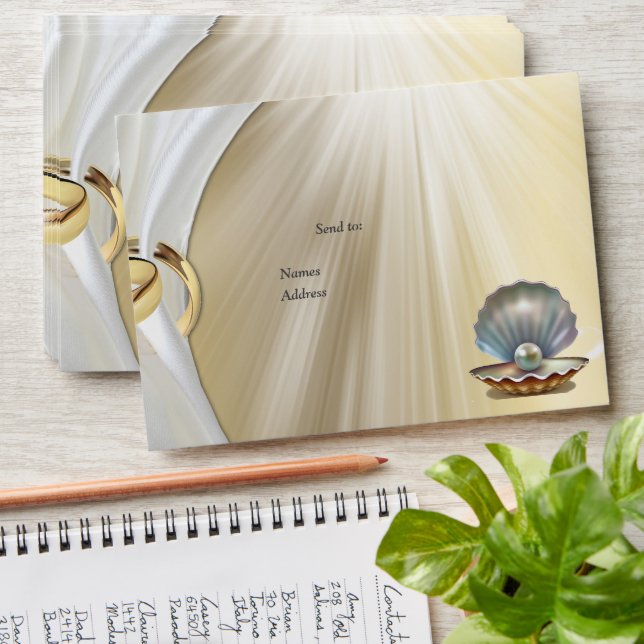 Ivory Silk, Gold Lace & Pearls and Marble Envelope (Stacked)