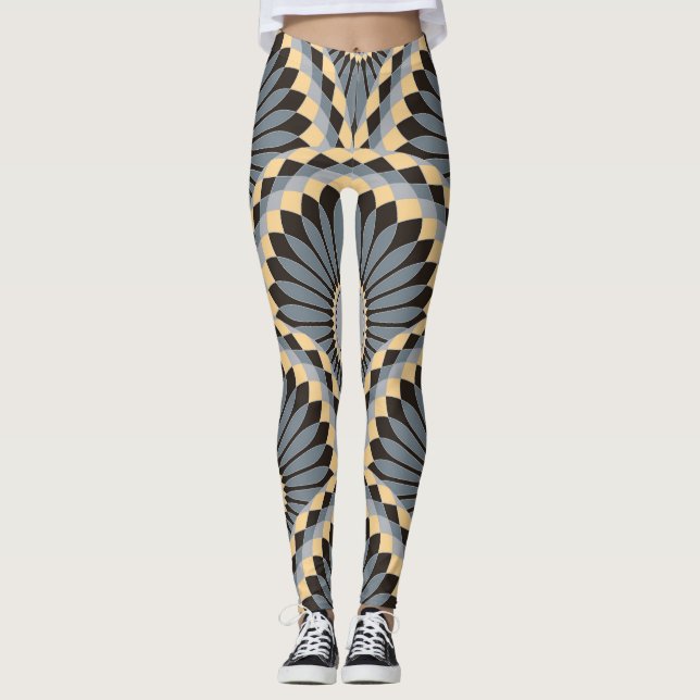 Ivory Silver: Circular Floral Tile. Leggings (Front)
