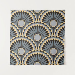 Ivory Silver: Circular Floral Tile. Tapestry