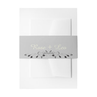 Ivory & Silver Luxe Wedding Belly Band Invitation Belly Band