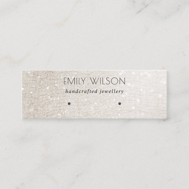 Ivory Silver Sparkle Glitter Shiny Earring Display Mini Business Card (Front)