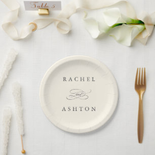 Ivory Simple Elegant Wedding Paper Plate