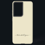 Ivory Simple Minimalist Script Custom Name Samsung Galaxy Case<br><div class="desc">A simple stylish custom name typography design in a casual script font in striking black on classic off white ecru. The perfect item for the minimalist. A modern bespoke gift or accessory for any occasion. Debra Valencia, a visionary surface pattern artist, product designer and entrepreneur with a passion for world...</div>