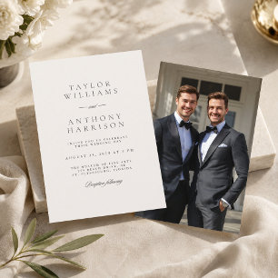 Ivory Simple Modern Elegant Photo Wedding Invitation