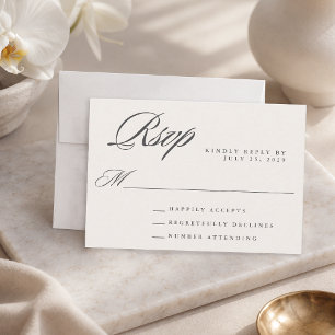 Ivory Simple Modern Elegant Wedding RSVP Card