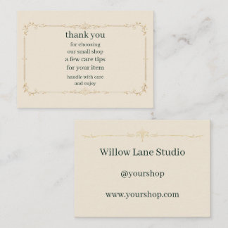 Ivory Small Business Care Tips Insert Card