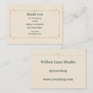Ivory Small Business Coupon Code Insert Card