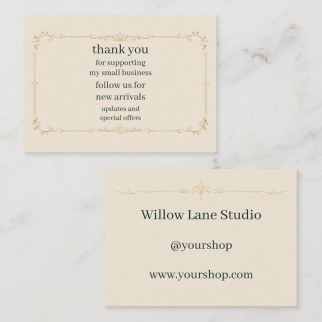 Ivory Small Business Follow Us Insert Card (Front/Back)