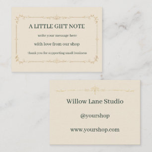 Ivory Small Business Gift Message Insert Card