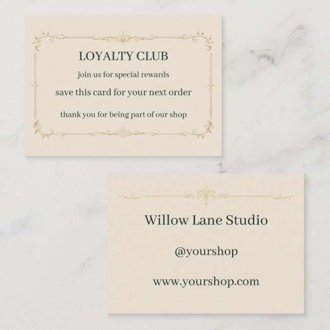Ivory Small Business Loyalty Club Insert Card (Front/Back)