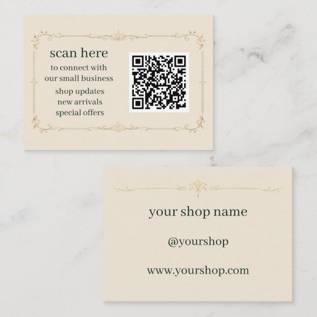 Ivory Small Business QR Code Insert Card (Front/Back)