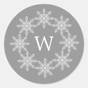 Ivory Snowflake Wreath Holiday Stickers