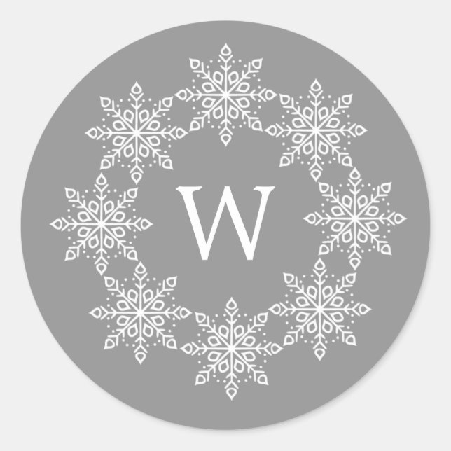 Ivory Snowflake Wreath Holiday Stickers (Front)