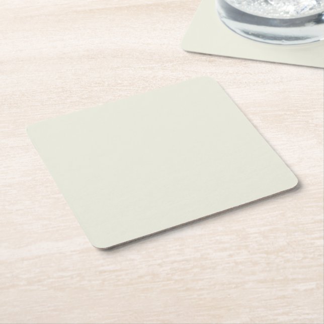 Ivory Solid Colour Customise It Square Paper Coaster (Angled)