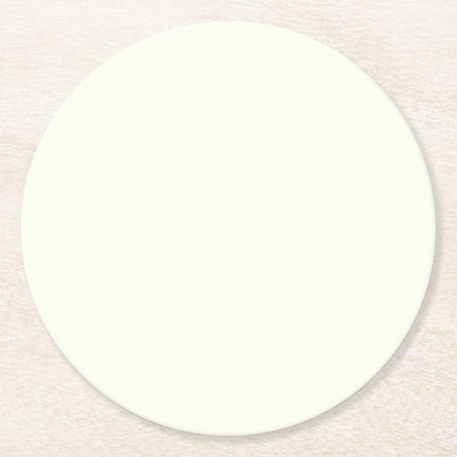 Ivory Solid Colour Round Paper Coaster (Front)