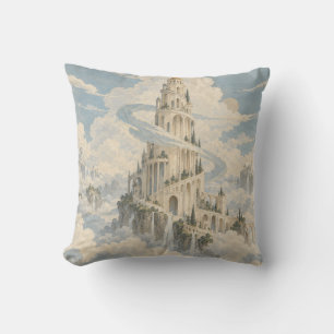 Ivory Spiral Tower Cloud Landscape Cushion