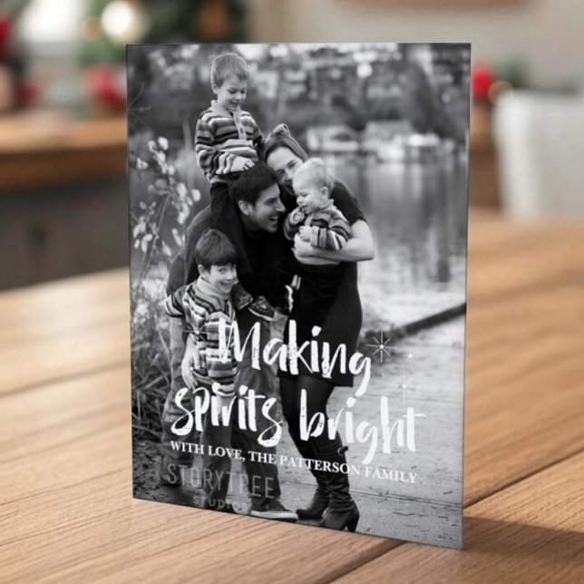 Ivory Starry Making Spirits Bright Holiday Photo Postcard (Ivory Starry Making Spirits Bright Holiday Photo Postcard)