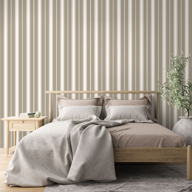 Ivory Stripe Pattern On Beige Greige Taupe Brown Wallpaper (Creator Uploaded)