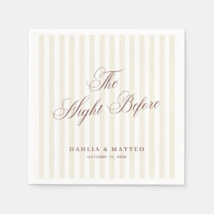 Ivory Stripes The Night Before Rehearsal Dinner Napkin