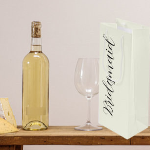 Ivory Stylised Script Wedding Bridesmaid Wine Gift Bag