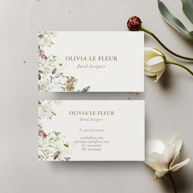 Ivory | Stylish Minimal Botanical Business Card (Creator Uploaded)