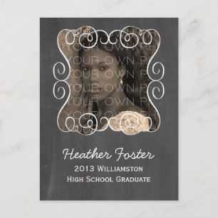 Ivory Swirls Chalkboard Photo Graduation Postcard