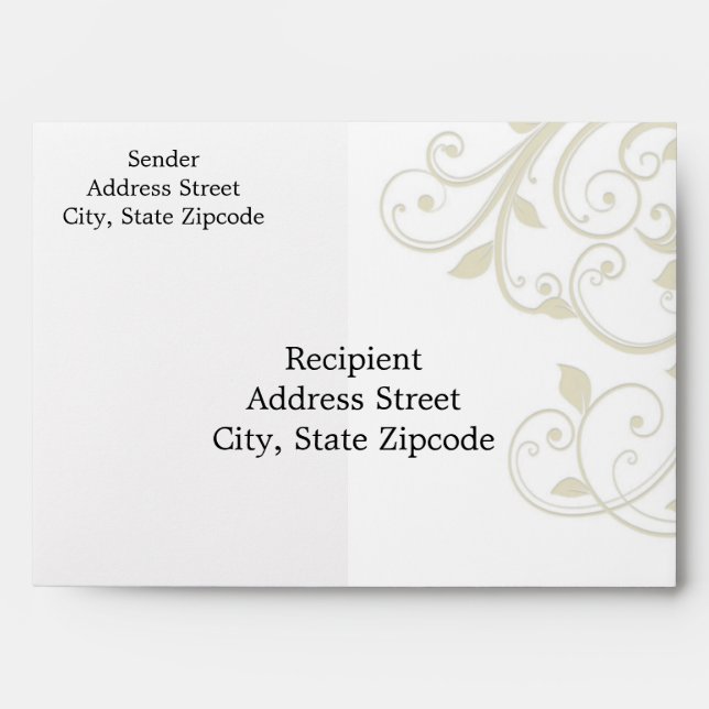 Ivory Swirls on White Envelope (Front)