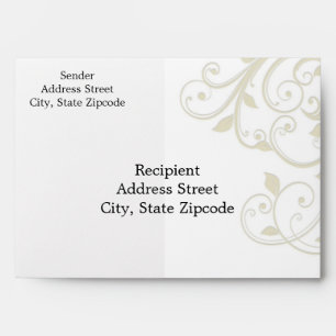 Ivory Swirls on White Envelope