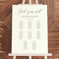 Ivory & Taupe Elegant Script 8 table Seating Chart