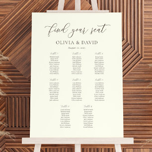 Ivory & Taupe Elegant Script 8 table Seating Chart