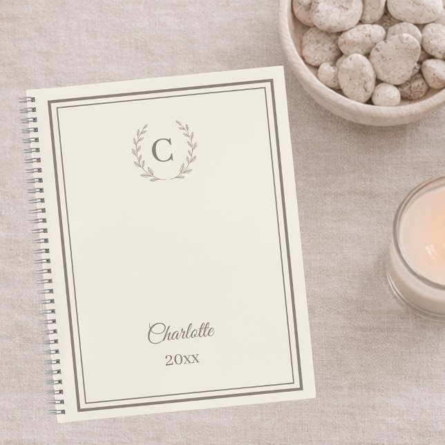 Ivory taupe Monogram Personalized Quiet Luxury Notebook (Creator Uploaded)